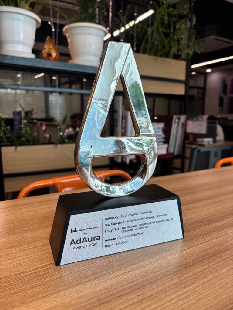 AdAura Awards 2026 trophy for Generative AI Campaign of the Year, awarded to Ritz Media World