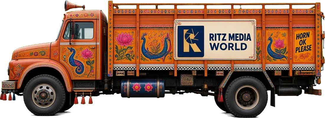 Ritz Media World painted Indian truck